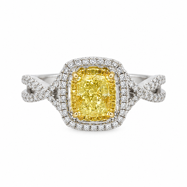 0.90 CT Yellow Diamond & 0.33 CTW Diamond Ring