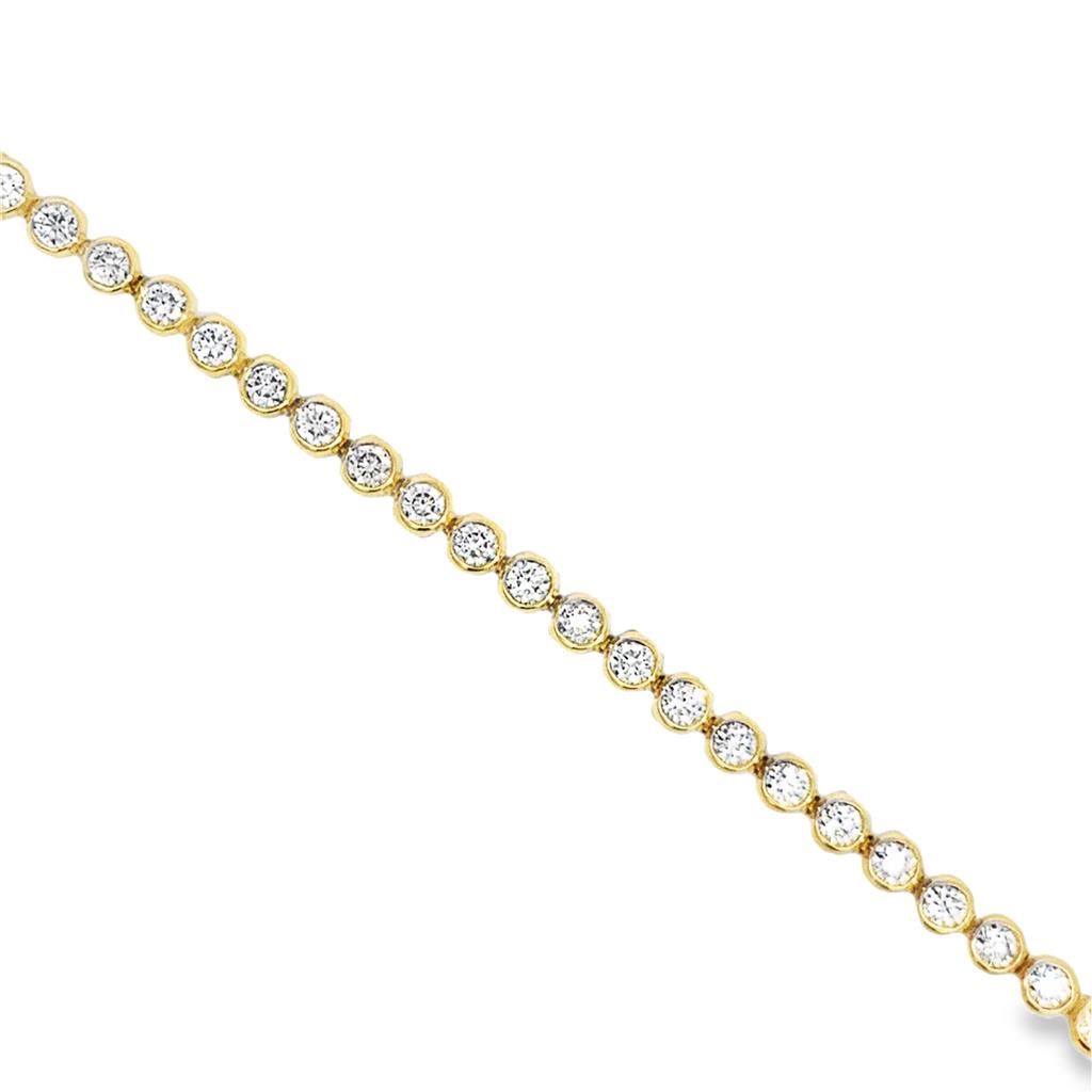 3.23 CTW Diamond 14K Yellow Gold Bezel Set Tennis Bracelet