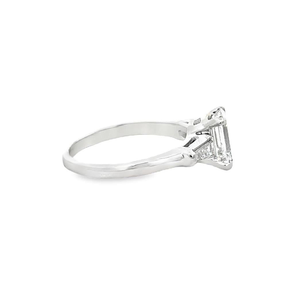 1.29 CT Emerald-Cut Diamond Platinum Engagement Ring (GIA G VS2)