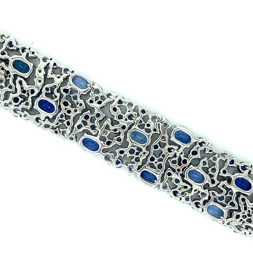 Robert Procop 26.66 CTW Blue Sapphire and Diamond 18K White Gold Bracelet