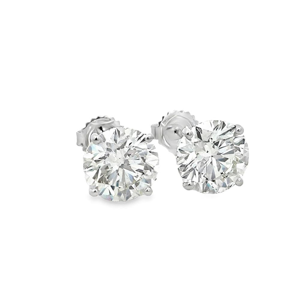 8.03 CTW Diamond Stud Earrings – 14K White Gold, GIA Certified, 4-Prong Martini Set