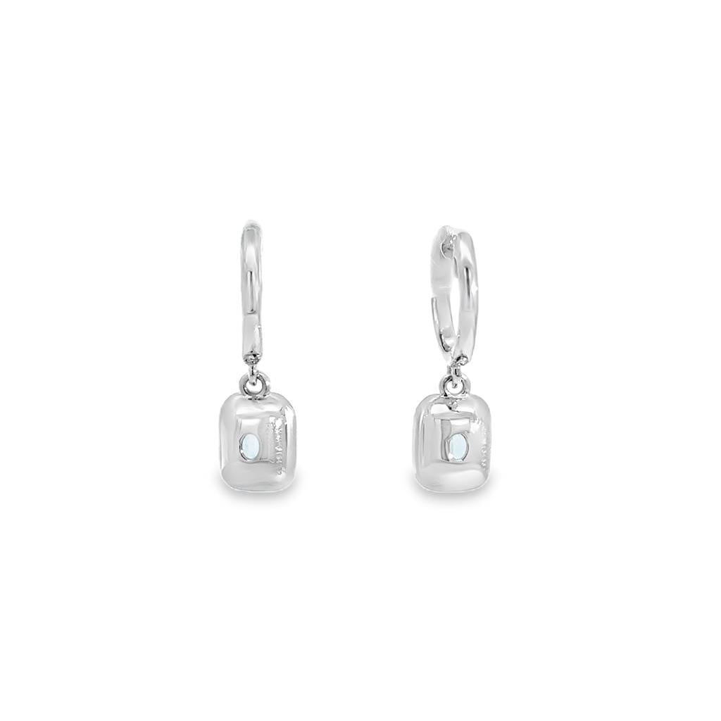 1.2 CTW Blue Topaz & 0.13 CTW Diamond Bezel Set Drop Earrings in 14K White Gold