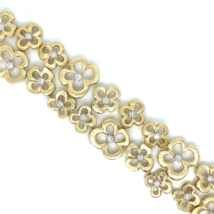 Sal Praschnik 2.60ctw Diamond Flower Bracelet in 18k Yellow Gold