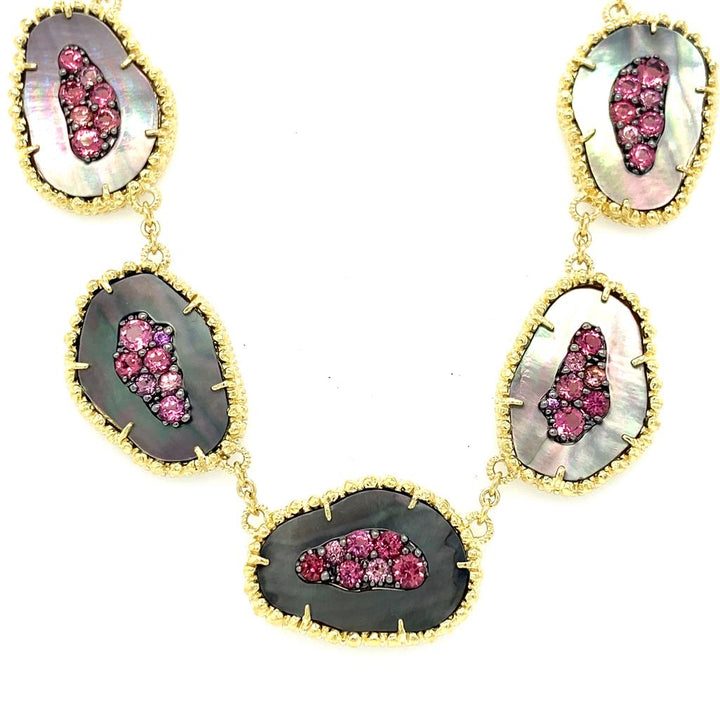 Judith Ripka Mother of Pearl Pink Sapphire Necklace