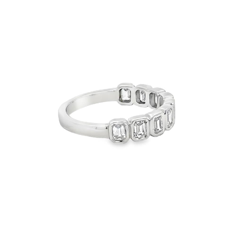 1.00 CTW Emerald Cut Diamond 14K White Gold Band