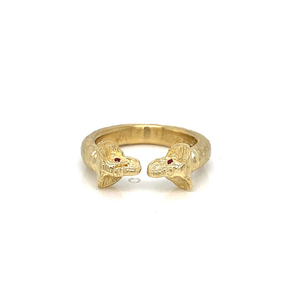 Sal Praschnik 0.04 CTW Ruby 18K Yellow Gold Elephant Ring