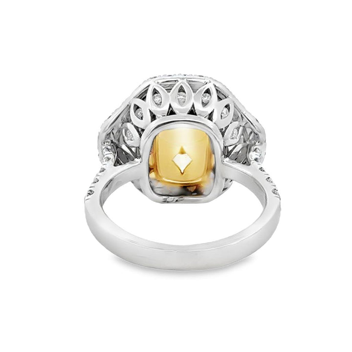 8.11 CT Fancy Yellow Diamond & 1.76 CTW Diamond 18K Two-Tone Gold Ring-GIA
