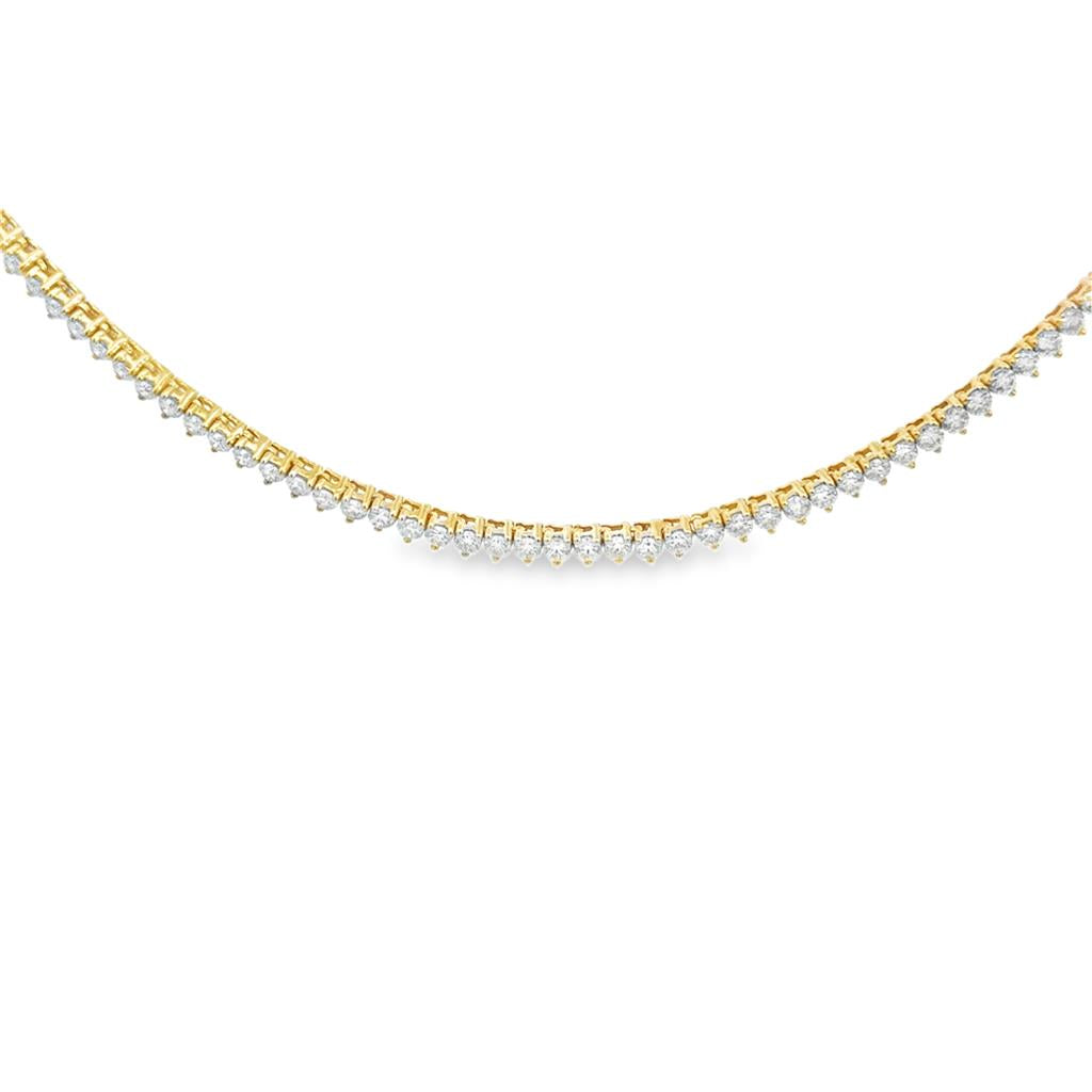 5.04 CTW Diamond 3- Prong Tennis Necklace in 14K Yellow Gold