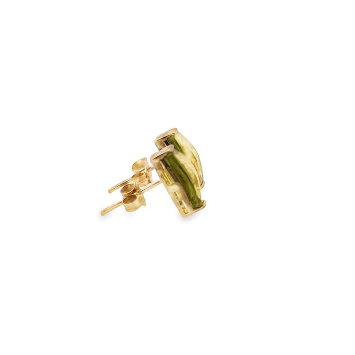 Peridot Stud Earrings in 14K Yellow Gold – 11mm x 6.5mm