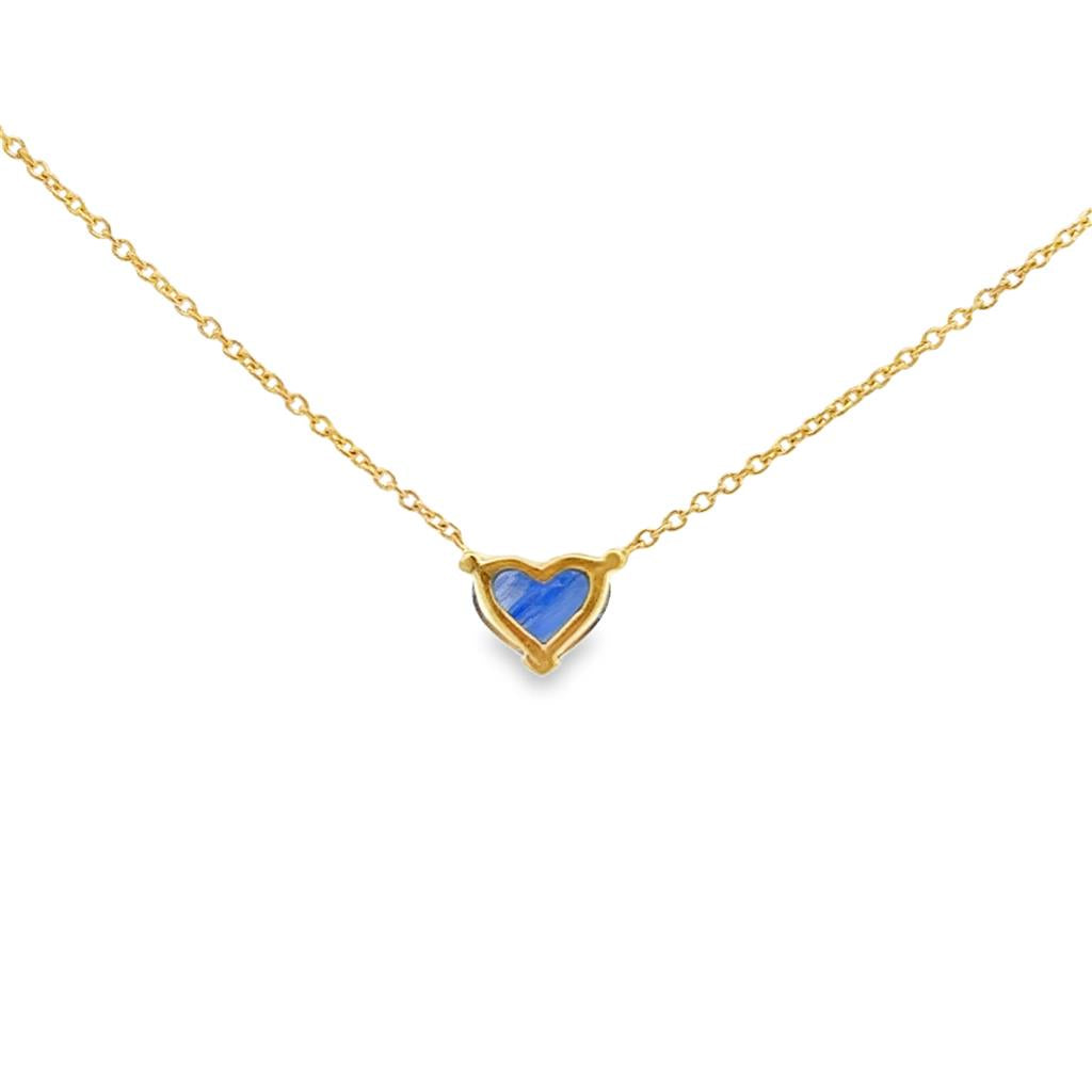 14K Yellow Gold Heart Sapphire Necklace – 16"