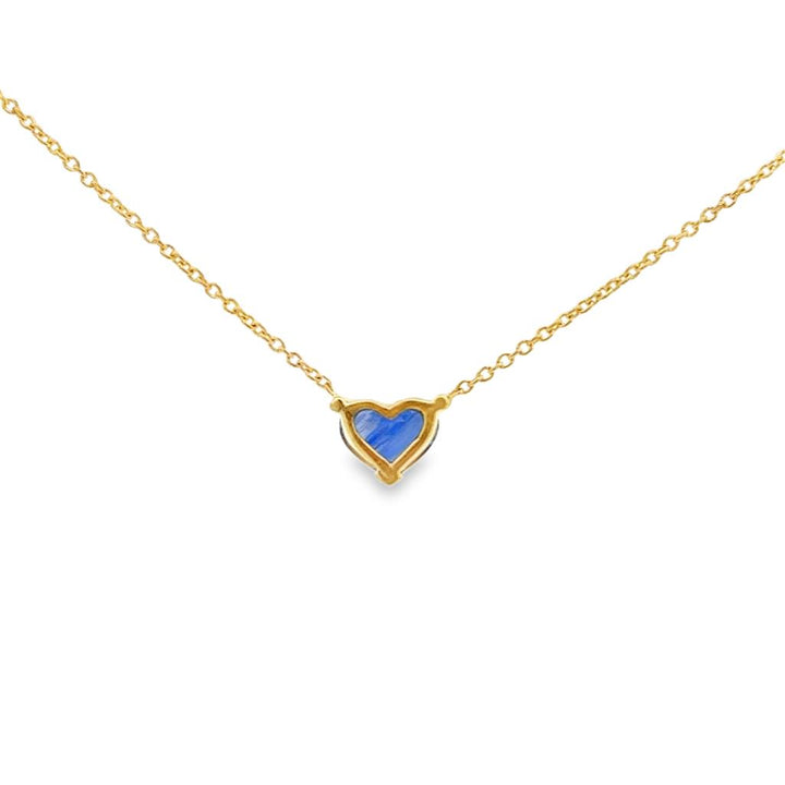 14K Yellow Gold Heart Sapphire Necklace – 16"