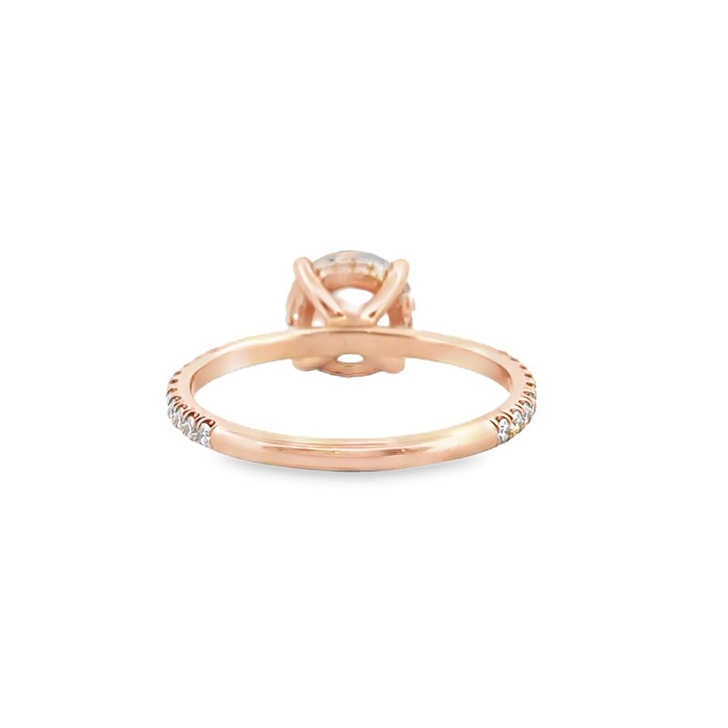 Hidden Halo Micro Pavé Engagement Semi-Mount Ring in 18K Rose Gold