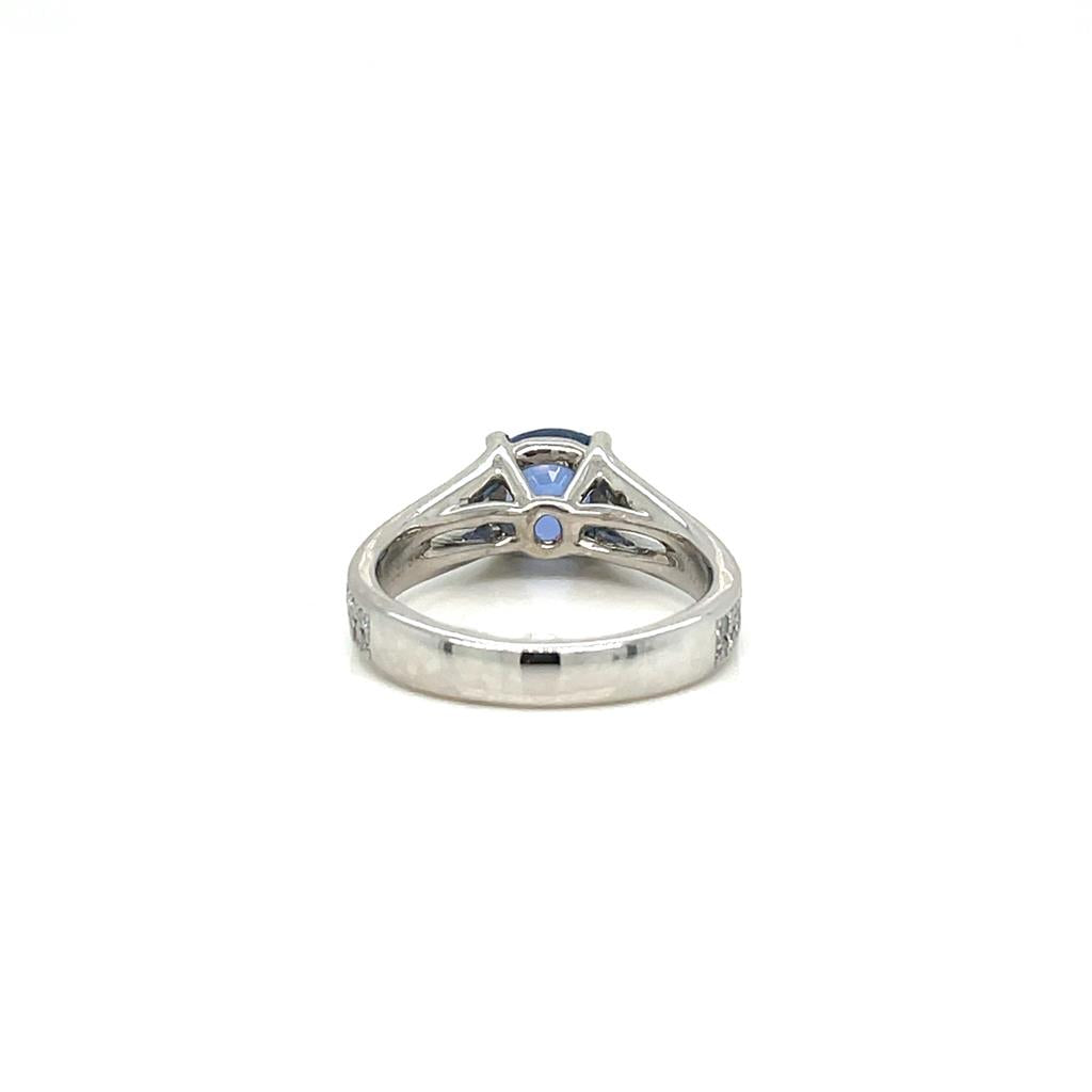 Vintage 2.36 CT Blue Sapphire 0.56 CTW Diamond Platinum Ring