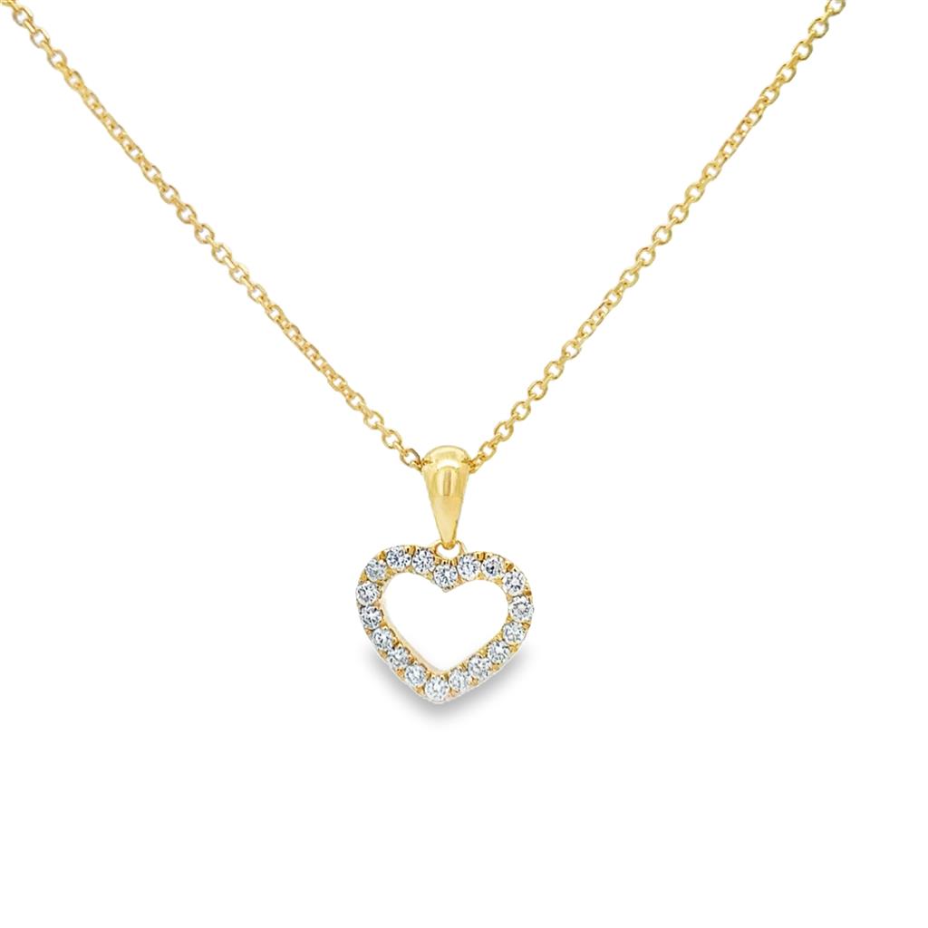 0.22 CTW Diamond 14K Yellow Gold Heart Pendant Necklace