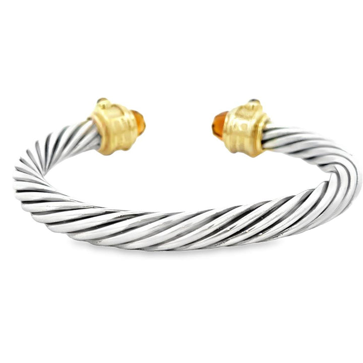 Pre-Owned David Yurman 14K Yellow Gold & Sterling Silver Multi-Gemstone Cuff Bracelet