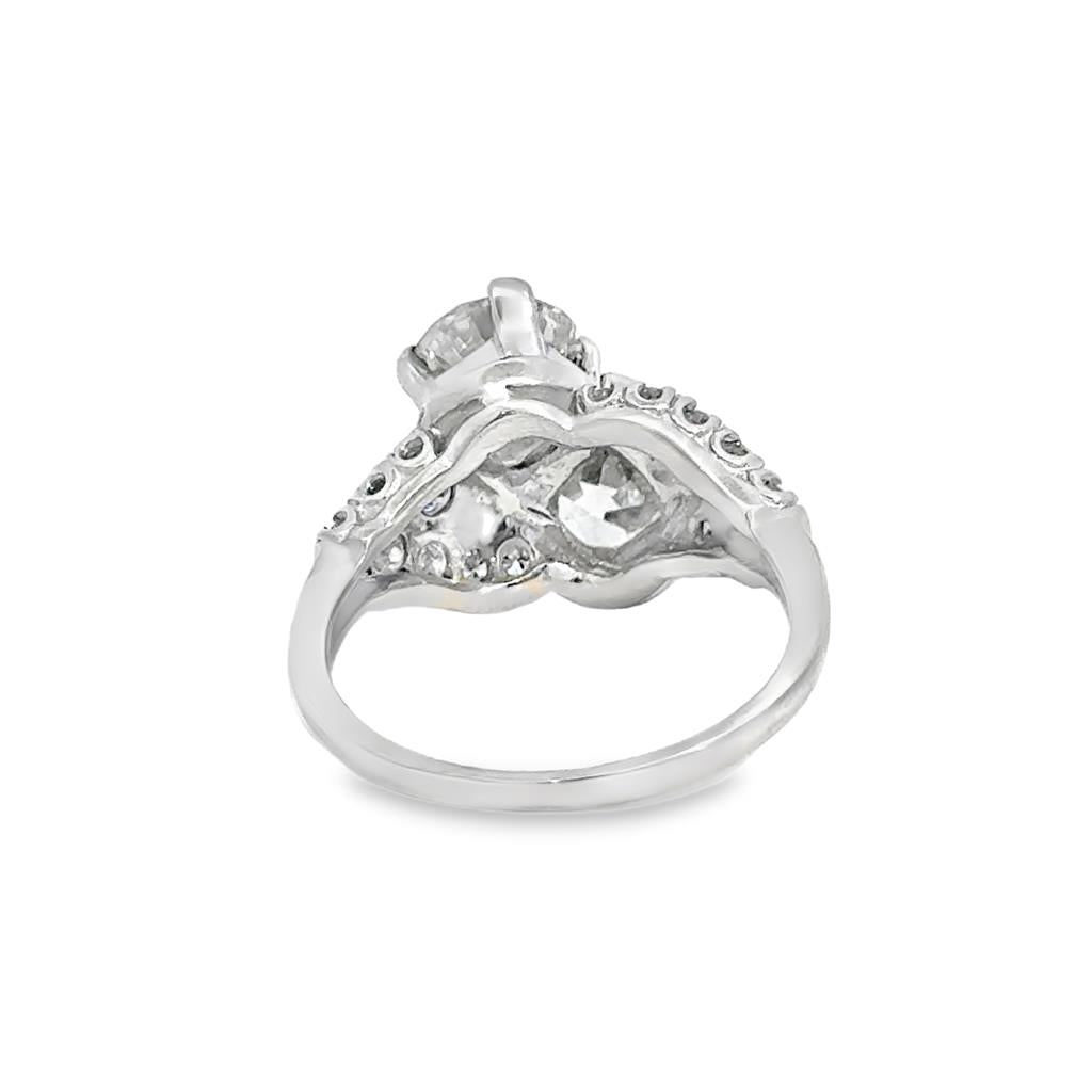 2.42 CTW Diamond 1920's Two-Stone Ring in Platinum