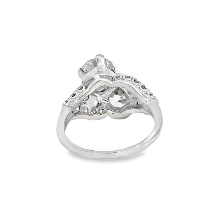 2.42 CTW Diamond 1920's Two-Stone Ring in Platinum