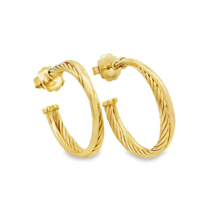 Pre-Owned David Yurman 18K Yellow Gold Twisted Hoop Earrings – 1 1/4"