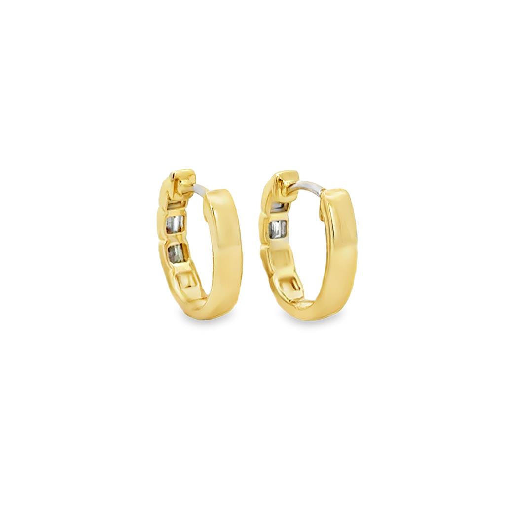 0.50 CTW Baguette Diamond 14K Yellow Gold Hoop Earrings