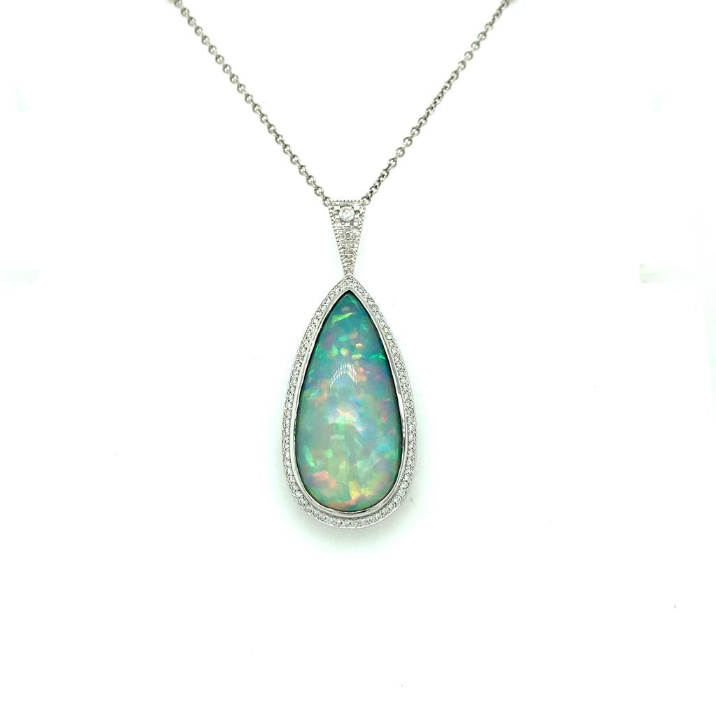 Cabochon Opal Pendant Necklace