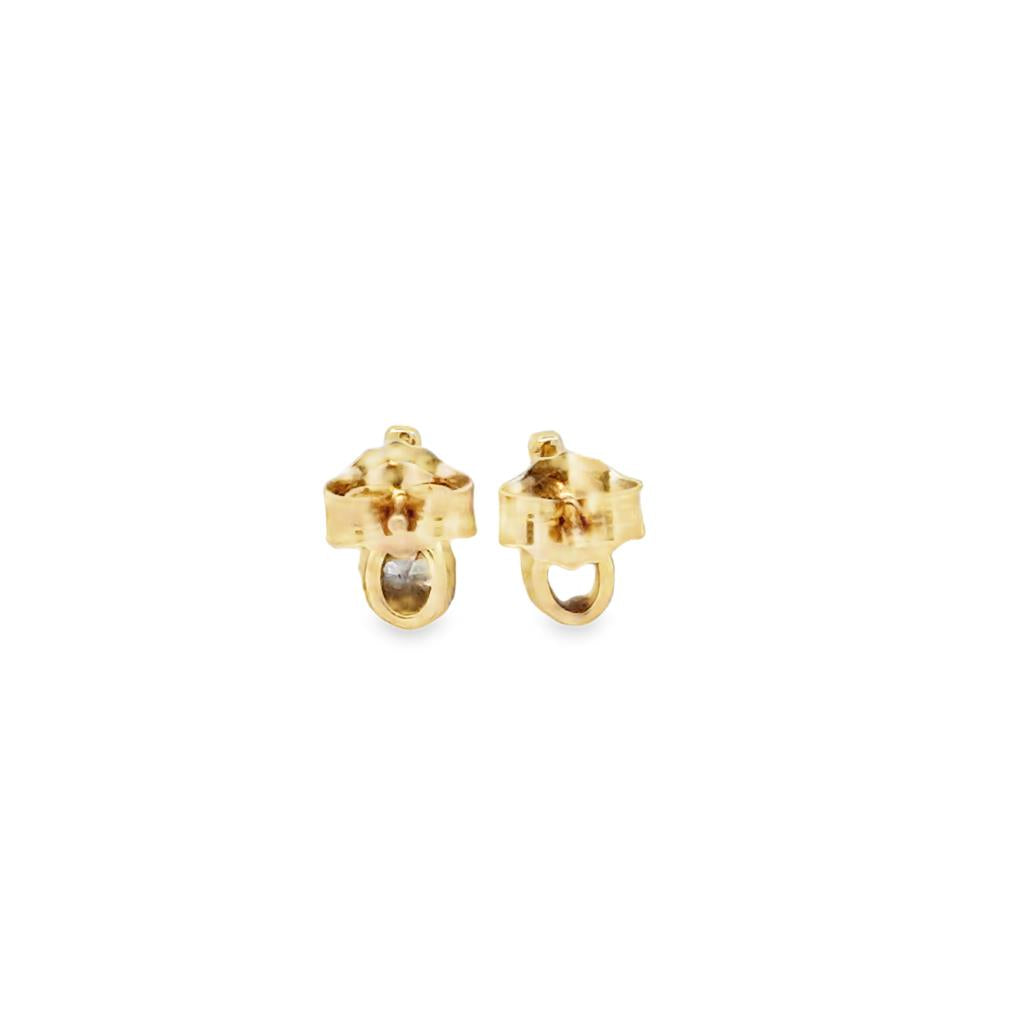 .22 CTW Diamond Oval Bezel Set Fancy Stud Earrings 14K Yellow Gold