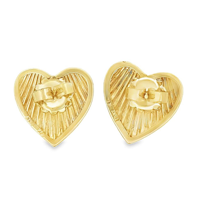 Pre-Owned 14K Yellow Gold Italian Heart Earrings – 19mm