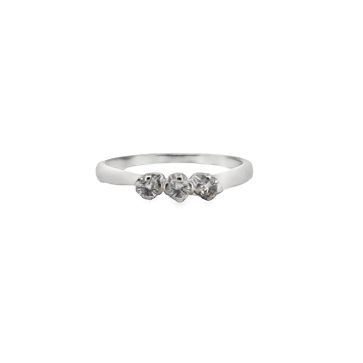 0.18 CTW Diamond Three-Stone Ring 14K White Gold, 2mm Band