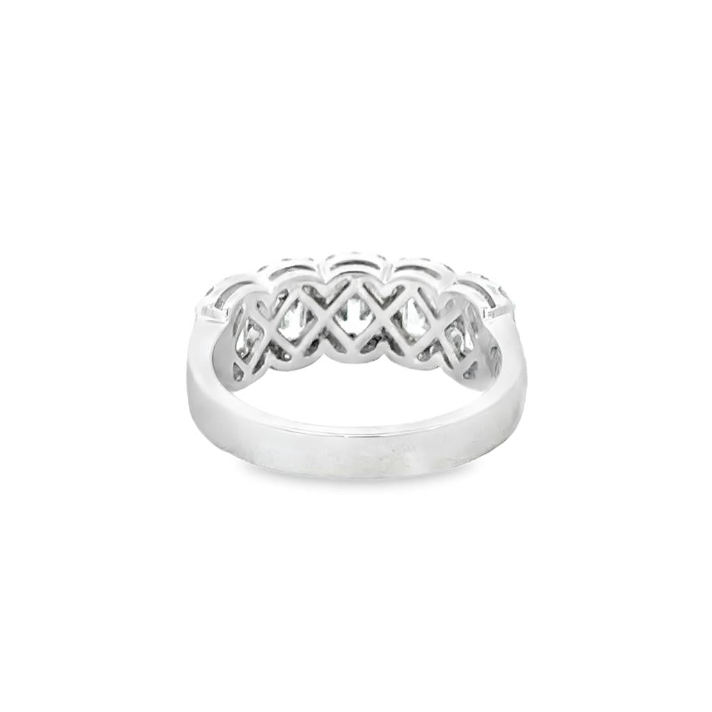 1.95 CTW Emerald-Cut and Round Diamond Wide Band Ring in 14K White Gold