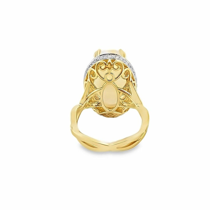 0.78 CTW Diamond Halo 18K Yellow Gold Opal Ring
