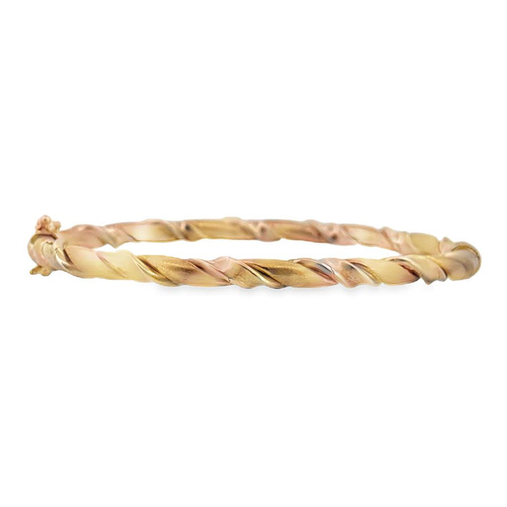 Italian Twisted Bangle Bracelet in 14K Yellow Gold – 4mm Wide