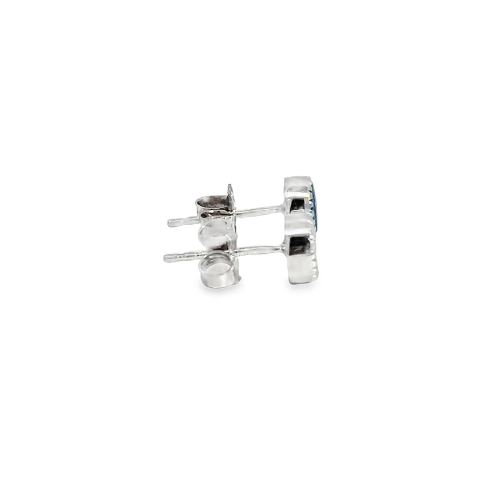 Opal Doublet Stud Earrings in 14K White Gold