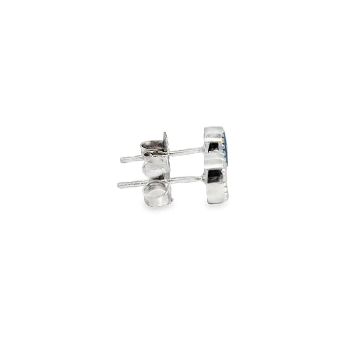 Opal Doublet Stud Earrings in 14K White Gold