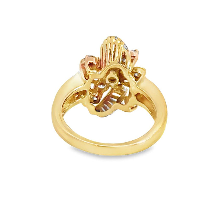 1.20ctw Diamond Cluster Ring, 14K Yellow Gold, Round and Baguette Diamonds