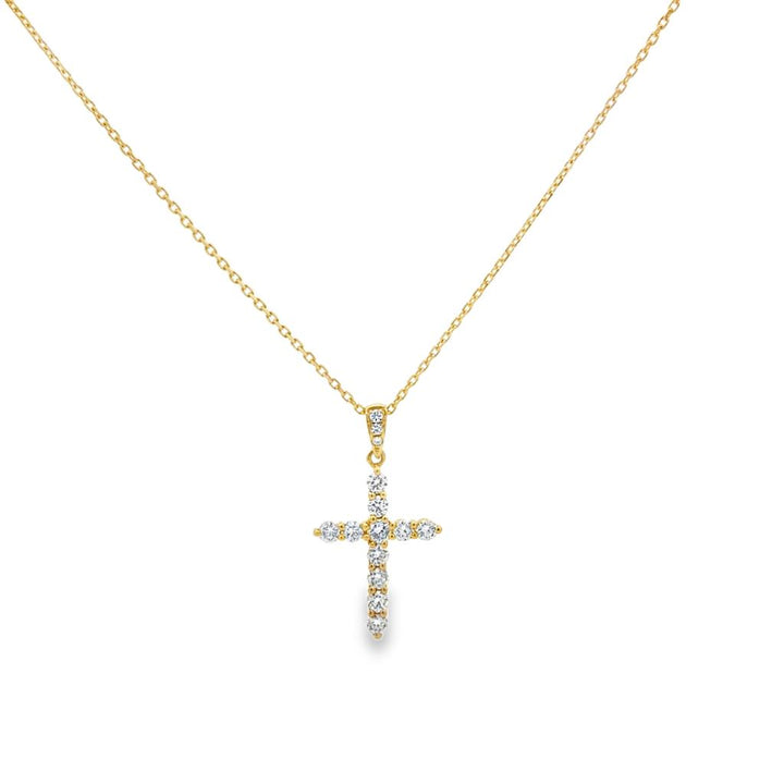 0.53 CTW Diamond 14K Yellow Gold Cross Pendant Necklace