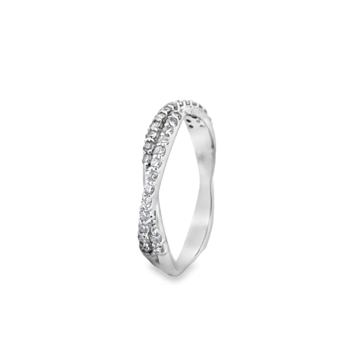 0.25 CTW Diamond Twisted Band, 14K White Gold
