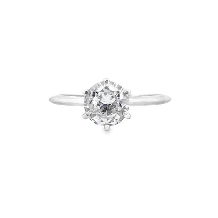 Classic Six Prong Engagement Ring Mounting in 18K White Gold