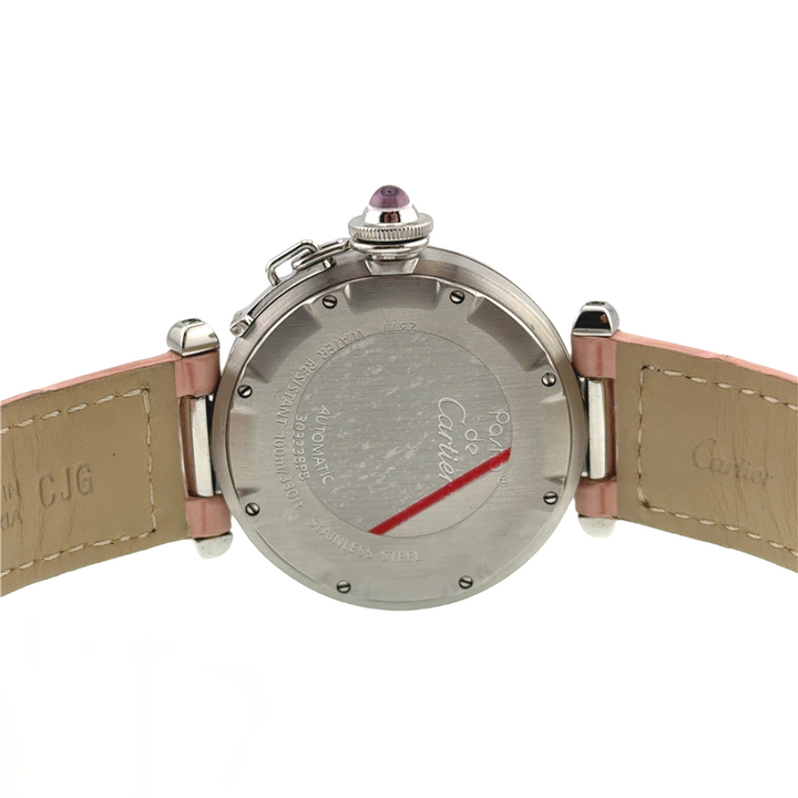 Cartier Pasha Stainless Steel Watch - Model 2377 with Pink Strap