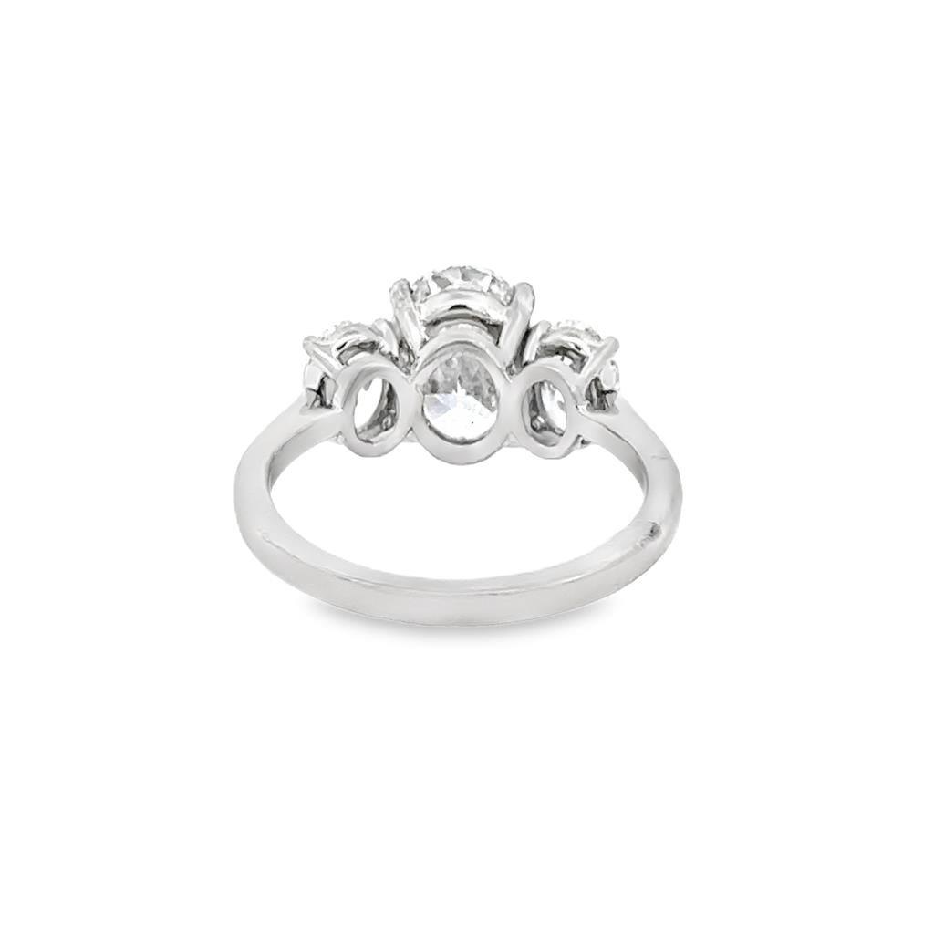 3.14 CTW Diamond Platinum Three-Stone Oval Engagement Ring