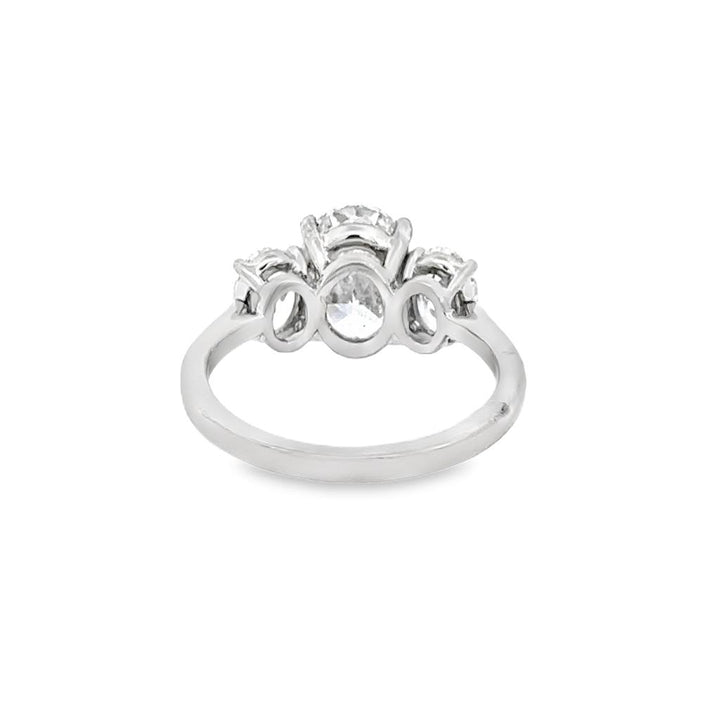 3.14 CTW Diamond Platinum Three-Stone Oval Engagement Ring