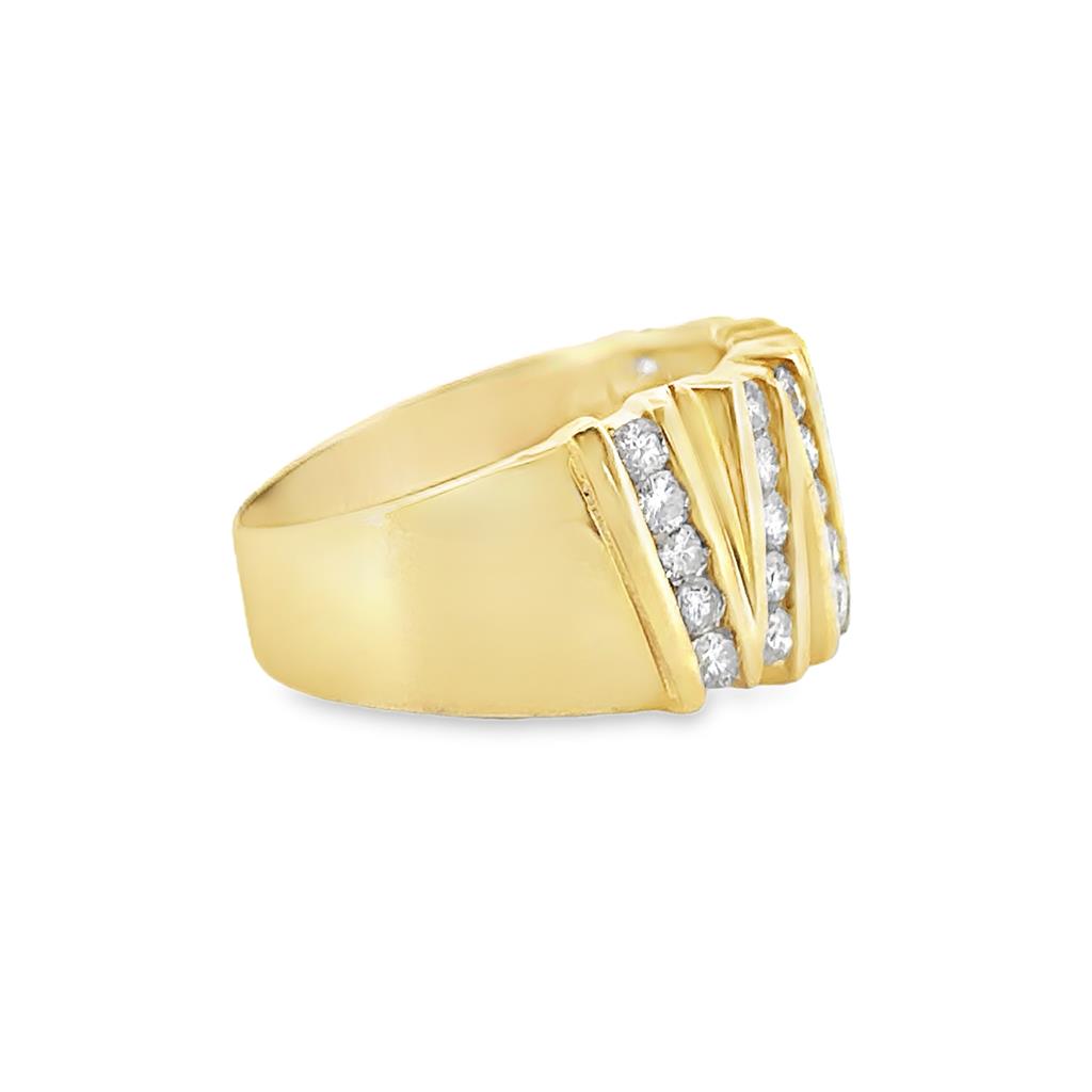 1.05 CTW Diamond Wide Zig-Zag Band – 18K Yellow Gold, 11.5mm, Size 8