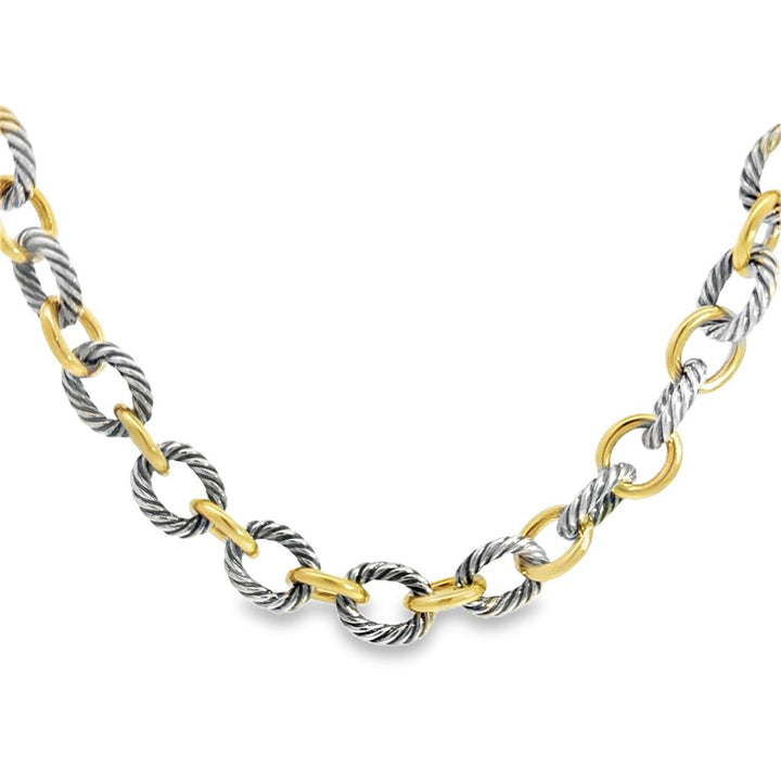 David Yurman 18K Yellow Gold & Sterling Silver 16.5" Large Link Cable Chain Necklace – 12.5mm Wide