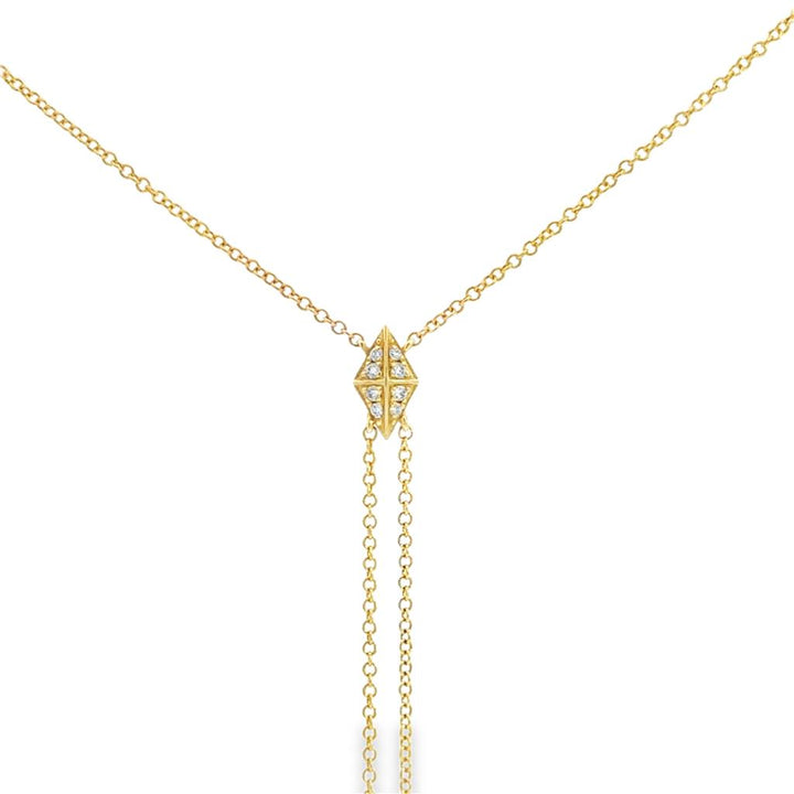 14K Yellow Gold Diamond Pendant Necklace – 16" | 1mm Wide