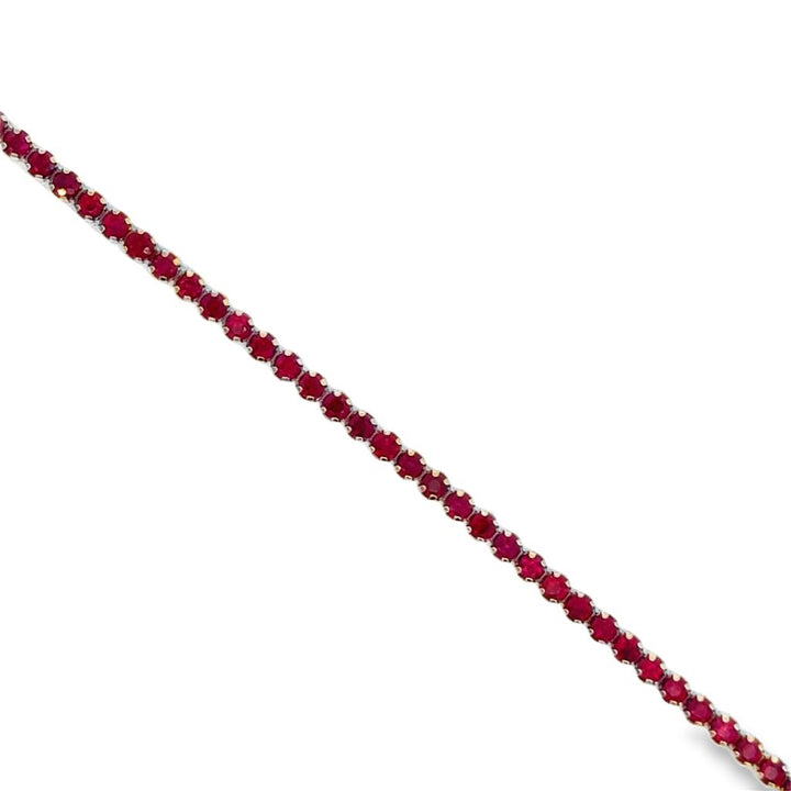 2.22 CTW Ruby 18K Yellow Gold Micro Tennis Bracelet