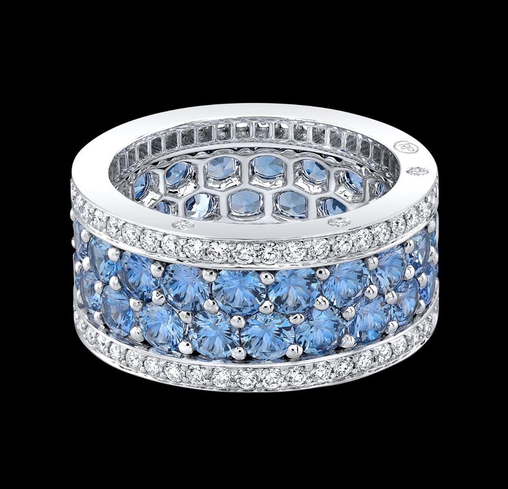 Robert Procop 5.42 CTW Light Blue Sapphire & Diamond American Glamour Eternity Ring