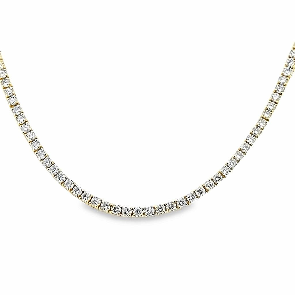 5.69 CTW Round Brilliant Diamond 14K Yellow Gold Tennis Necklace