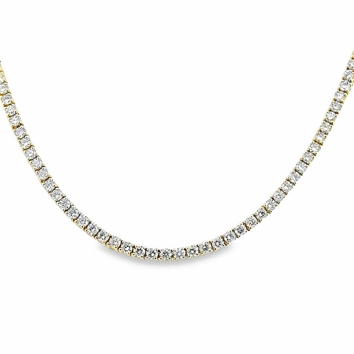 5.69 CTW Round Brilliant Diamond 14K Yellow Gold Tennis Necklace