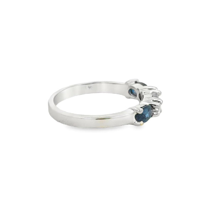 0.60 CTW Sapphire & 0.06 CTW Diamond 14K White Gold Oval Sapphire Ring – Size 6.75