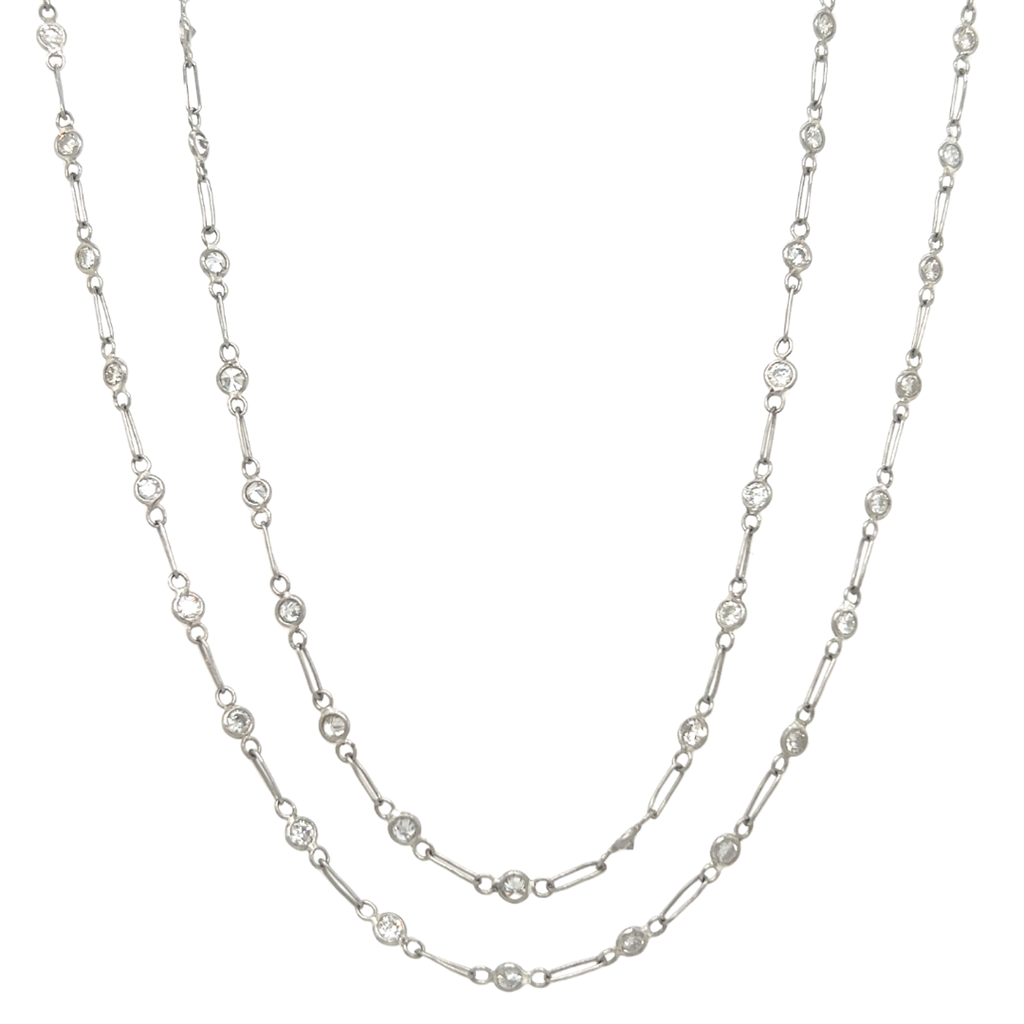 3.60 CTW Bezel-Set Diamond 36" Platinum Necklace