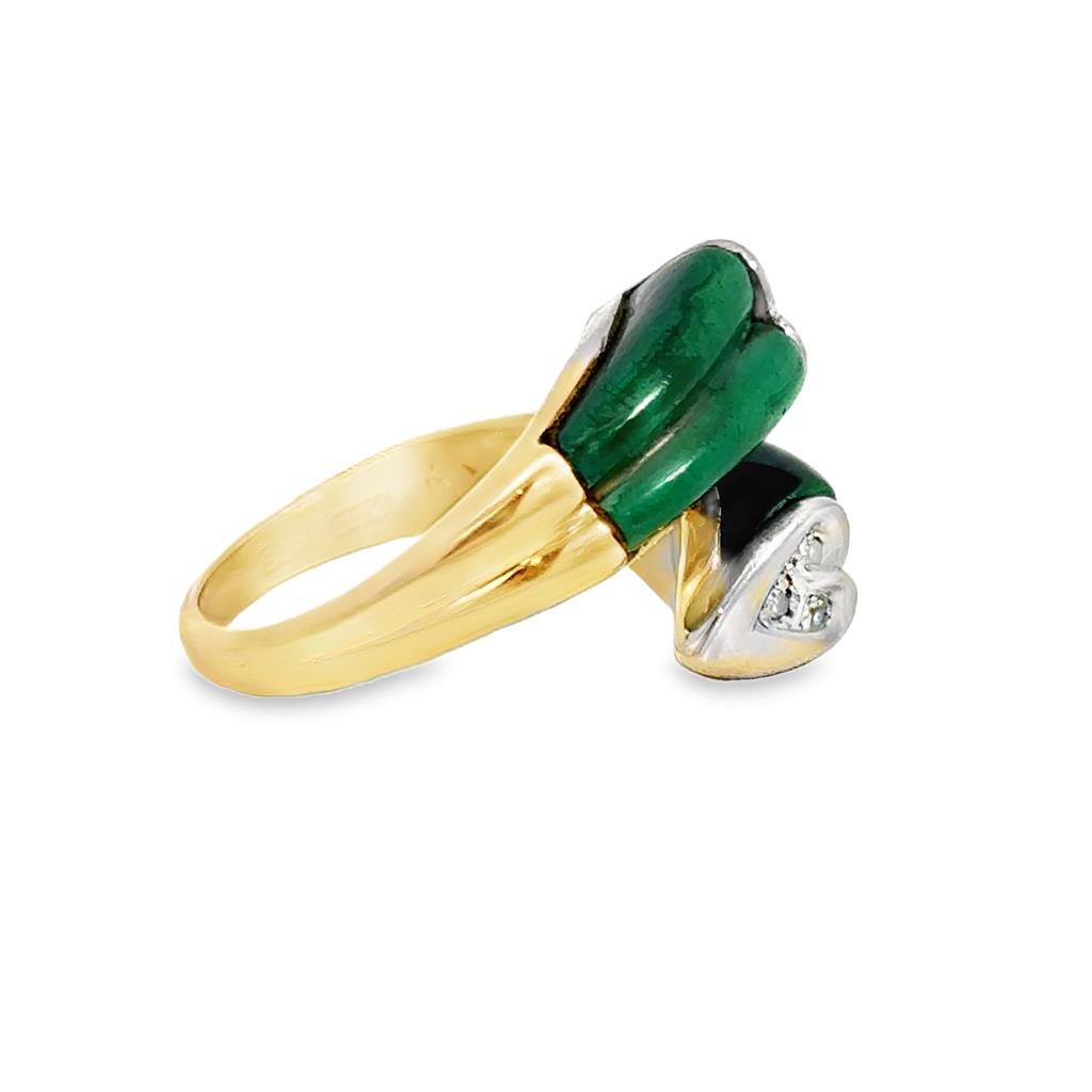 Malachite Heart & 0.06 CTW Diamond 14K Yellow Gold Ring