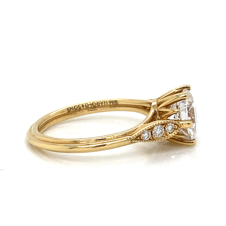 Vintage Inspired Engagement Semi-Mount Ring in 18K Gold